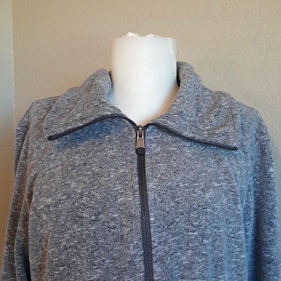 Orage Zip Up Fleece Jacket, Ladies Size L Gray High Neck - Picture 4 of 9